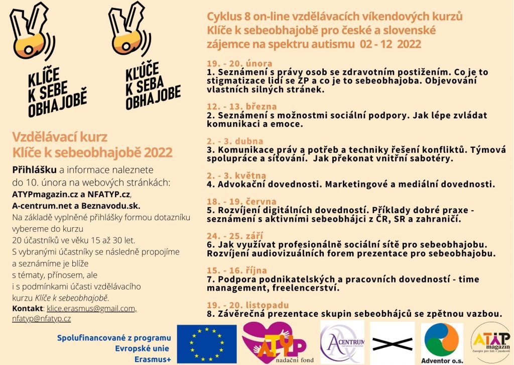 Vzdělávací kurz pro přípravu česko-slovenské svébytné skupiny sebeobhájců na spektru autismu Klíče k sebeobhajobě 2